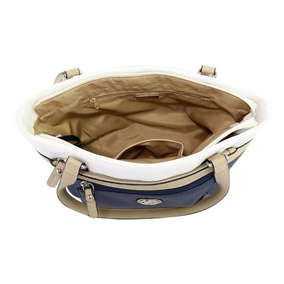 Giani Bernini Colorblock Pebble Tote – White/Oatmeal/Navy - Picture 4 of 12